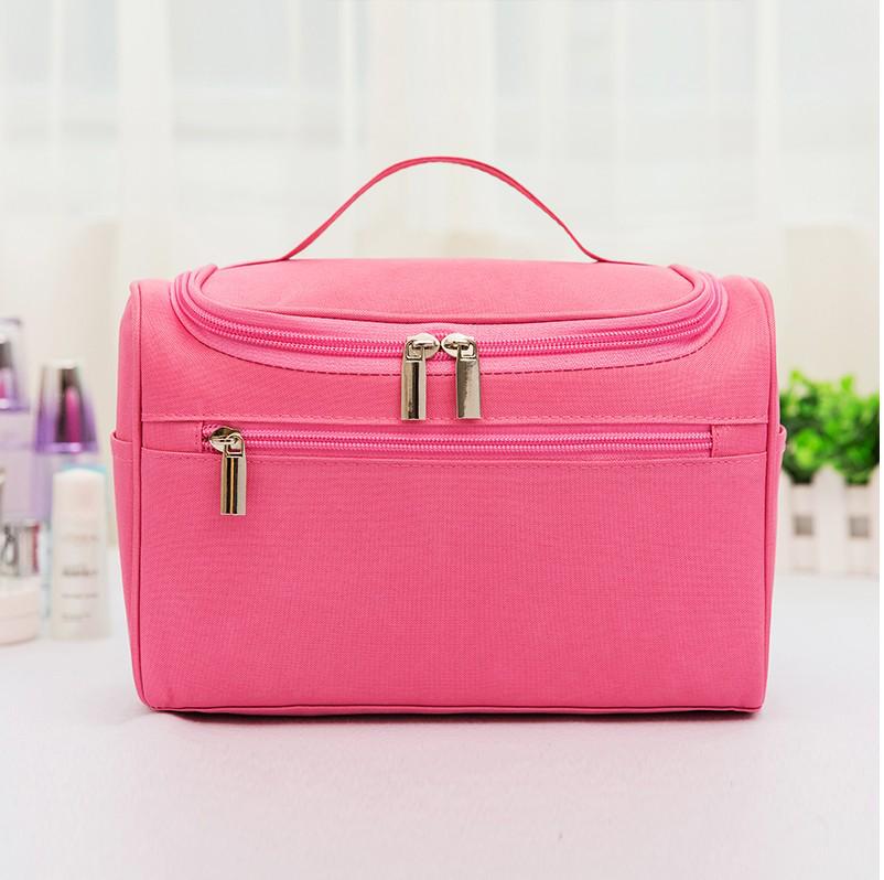 Большая вместительная водонепроницаемая дорожная косметичка из ткани Оксфорд розовый
